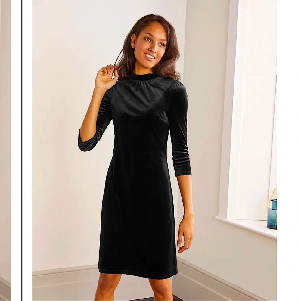 BODEN Livia Velvet Shift Dress - Picture 1 of 12